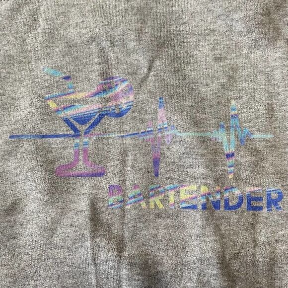 Galaxy Print Bartender Heartbeat Crewneck Gray Small - Picture 2 of 5